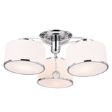 Frosted 3 Light 24in Chrome Drum Shade Flush Mount
