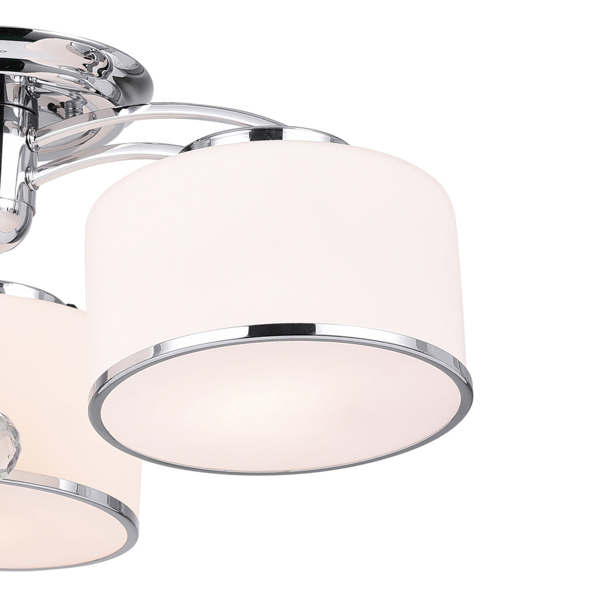 Frosted 5 Light 30in Chrome Drum Shade Flush Mount