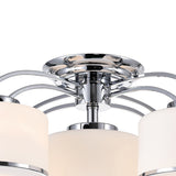 Frosted 5 Light 30in Chrome Drum Shade Flush Mount