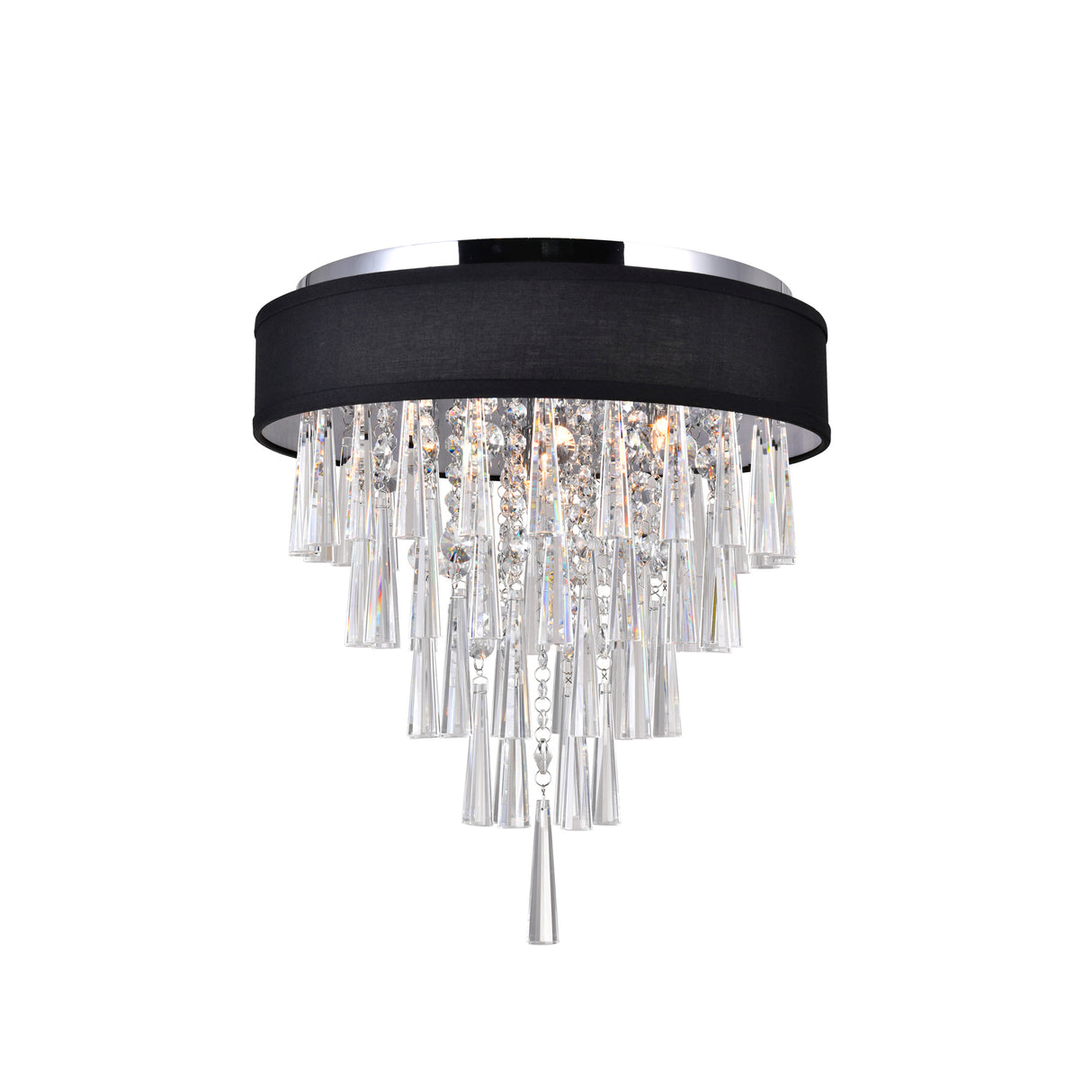 Franca 4 Light 16in Chrome Flush Mount with Black Shade