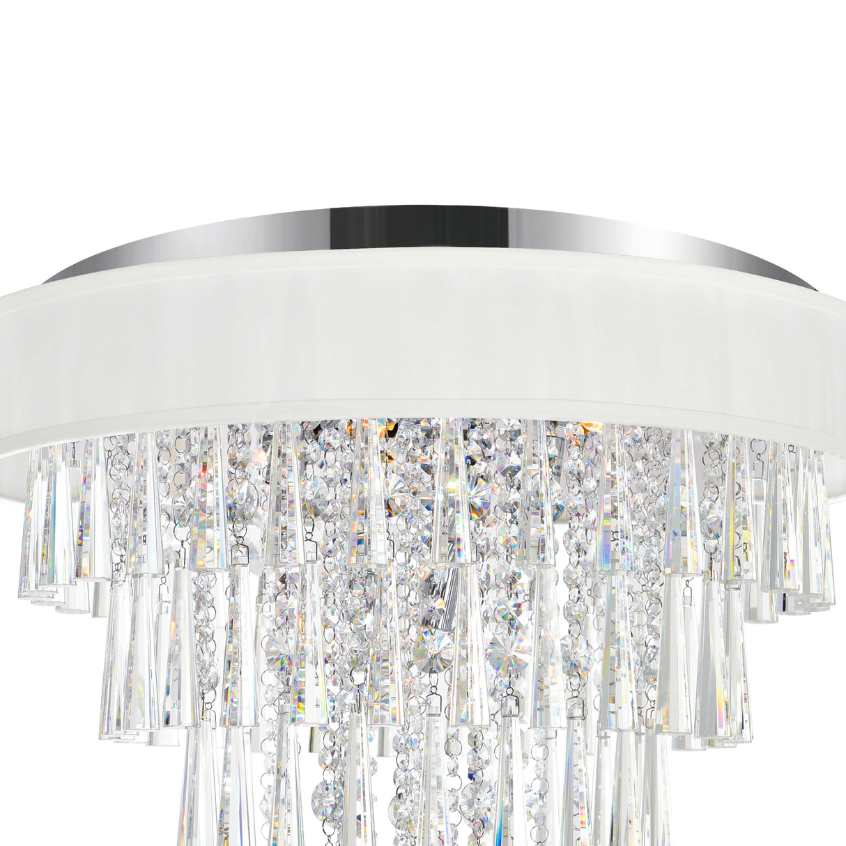 Franca 8 Light 22in Chrome Flush Mount with Off White Shade