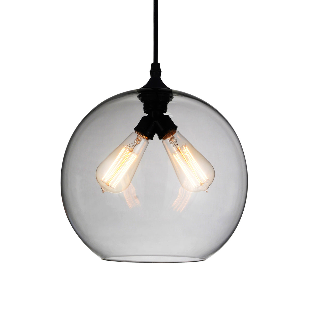 Glass 2 Light 12in Smoke Down Mini Pendant