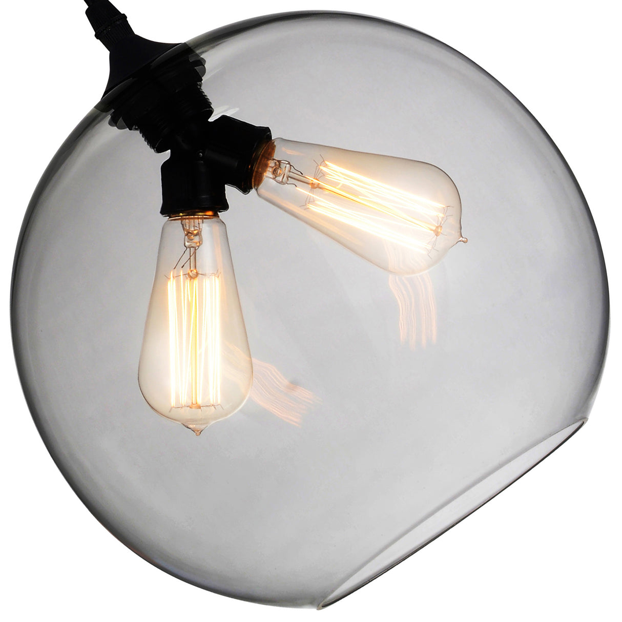 Glass 2 Light 12in Smoke Down Mini Pendant
