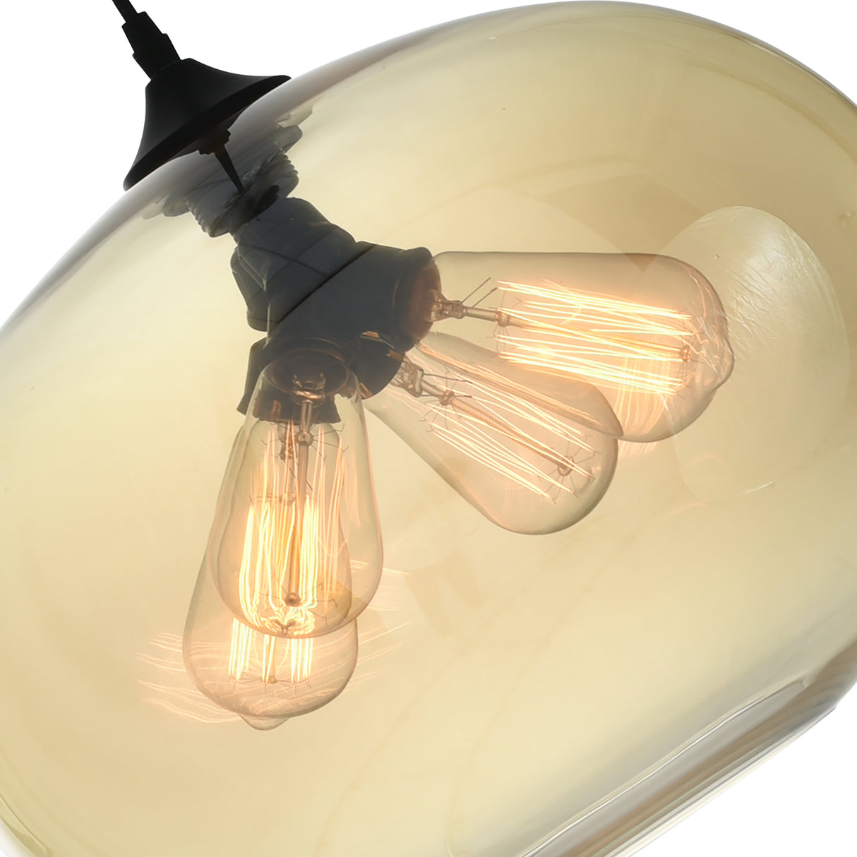 Glass 4 Light 16in Amber Down Pendant