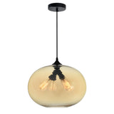 Glass 4 Light 16in Amber Down Pendant
