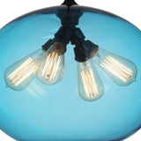 Glass 4 Light 16in Blue Down Pendant