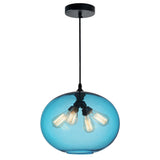 Glass 4 Light 16in Blue Down Pendant
