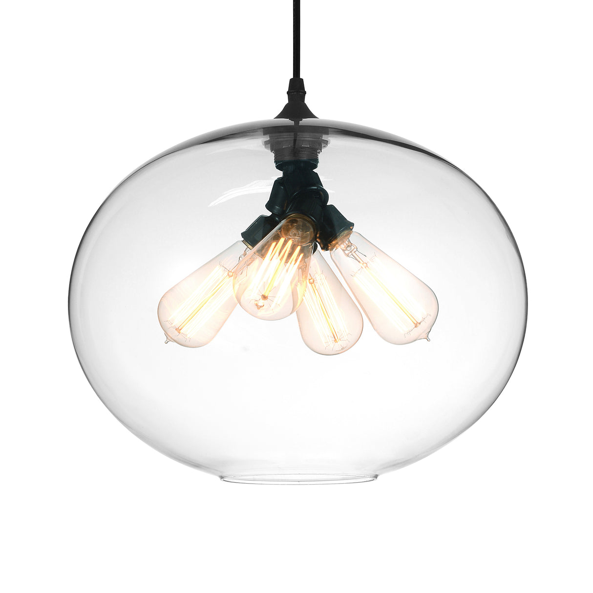 Glass 4 Light 16in Clear Down Pendant