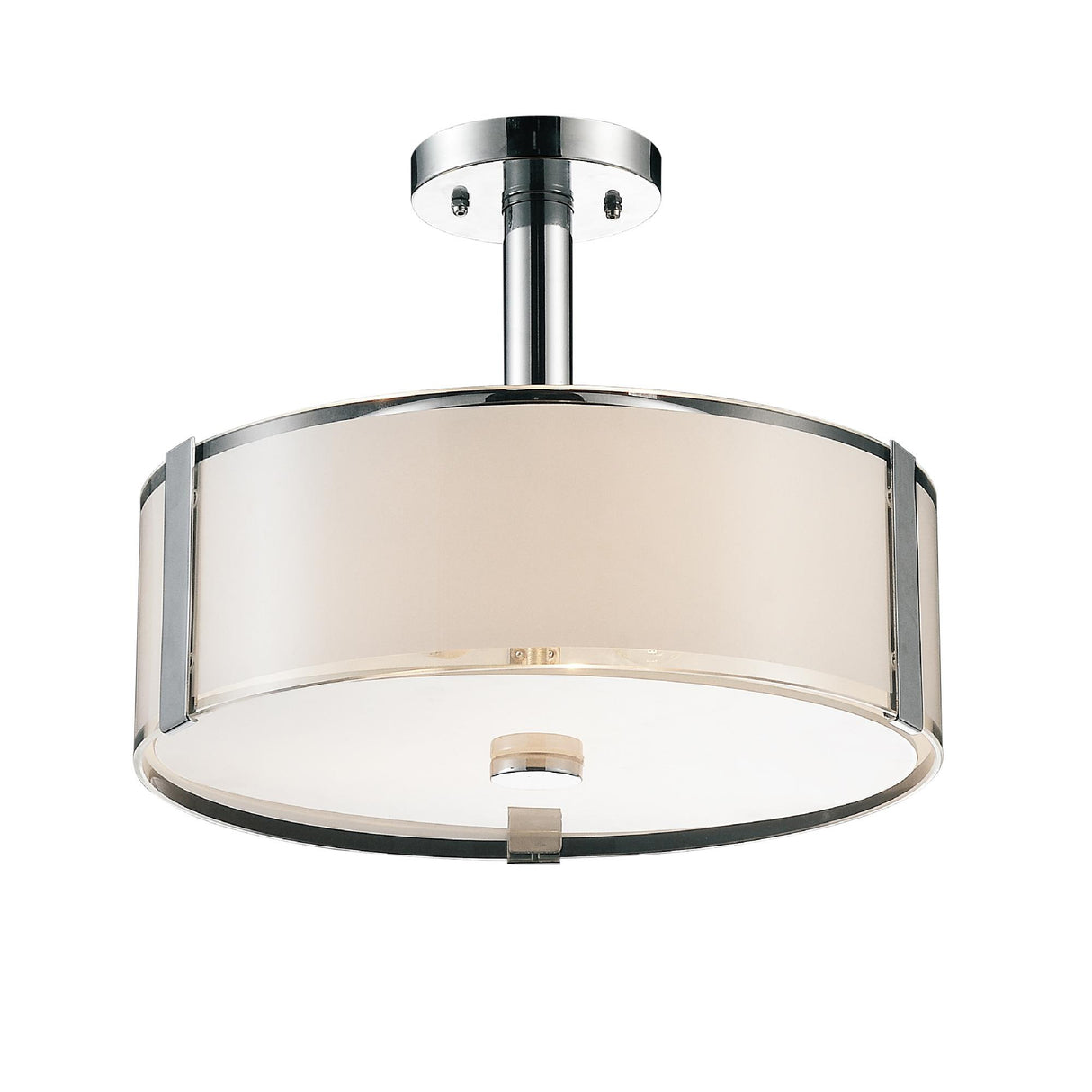 Lucie 4 Light 17in Chrome Round Drum Shade Flush Mount