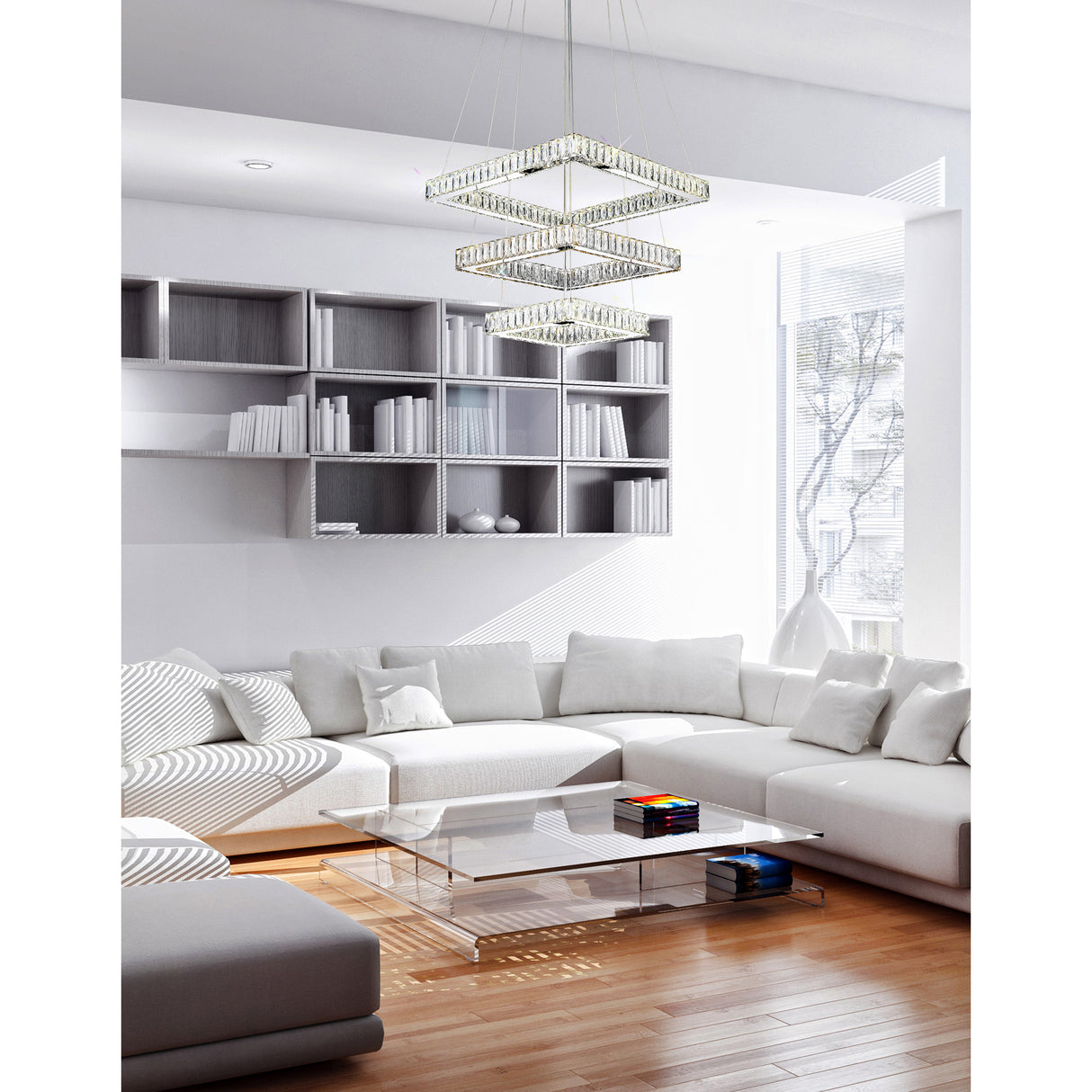 Florence Integrated LED 3-Tier Chrome Chandelier
