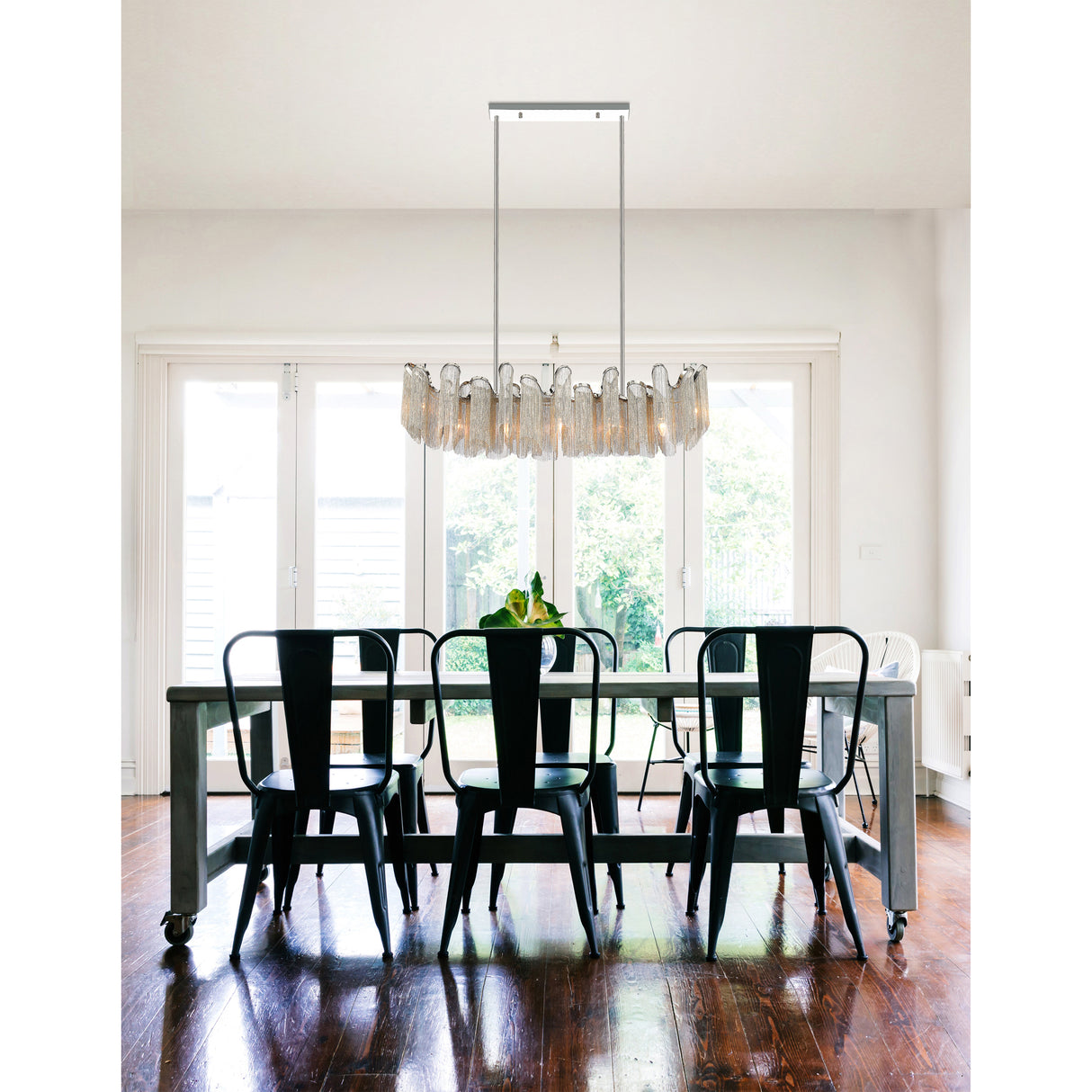 Daisy 7 Light 47in Chrome Down Chandelier