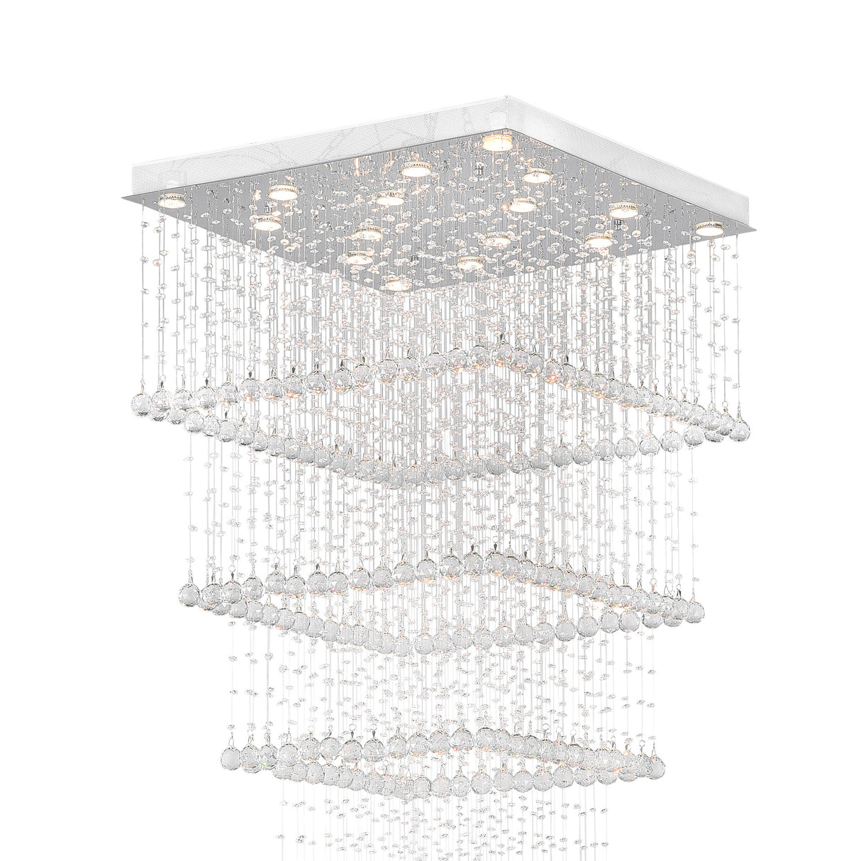 Square 16 Light Chandelier With Chrome Finish