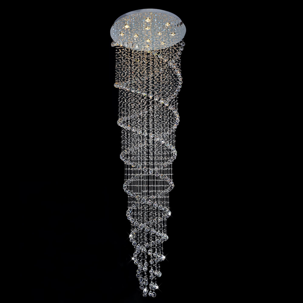 Double Spiral 12 Light 32in Chrome Chandelier