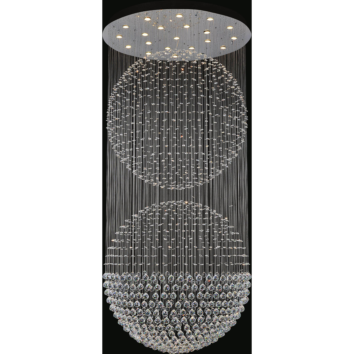 Double Sphere 21 Light Chandelier With Chrome Finish