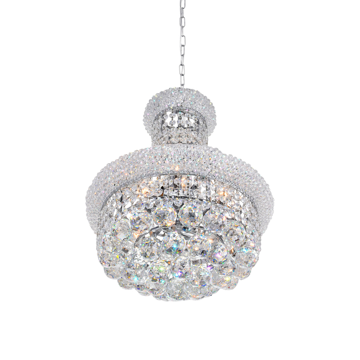 Empire 6 Light 14in Chrome Chandelier with Crystals