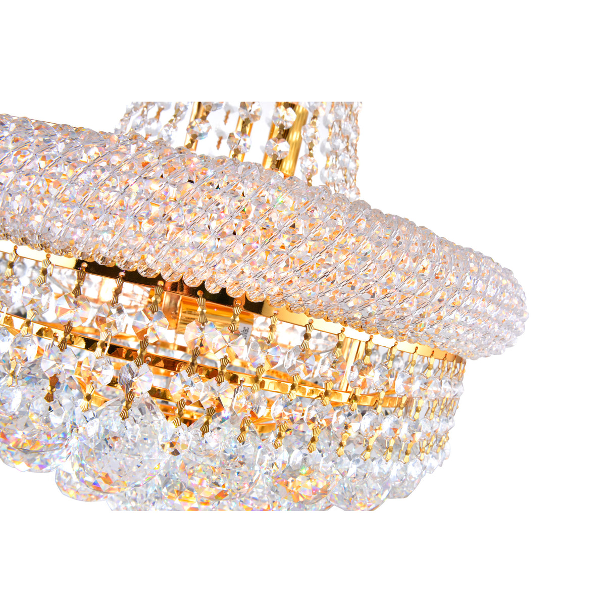 Empire 8 Light 18in Gold Down Chandelier with Crystals