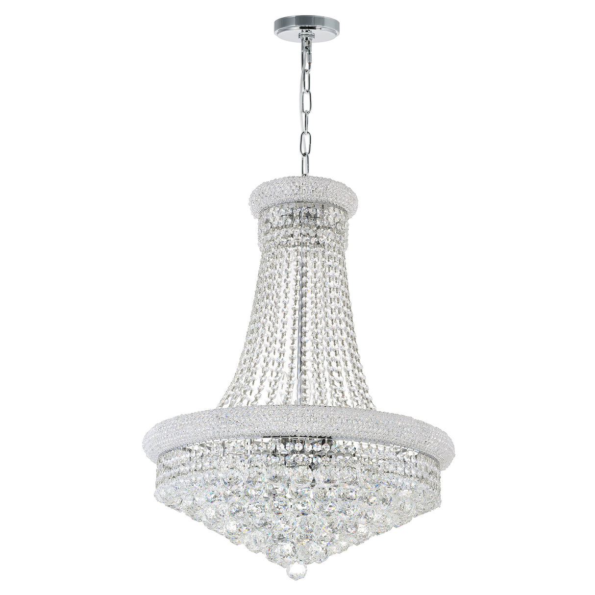 Empire 17 Light 24in Chrome Down Chandelier with Crystals