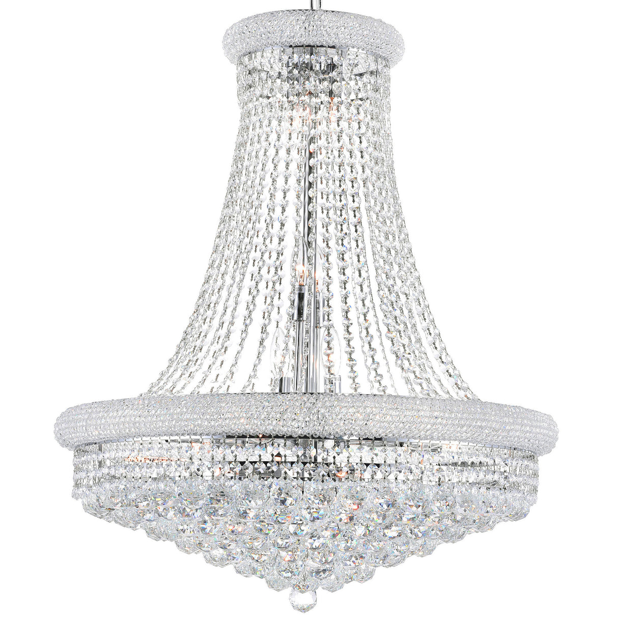 Empire 18 Light 28in Chrome Down Chandelier with Crystals