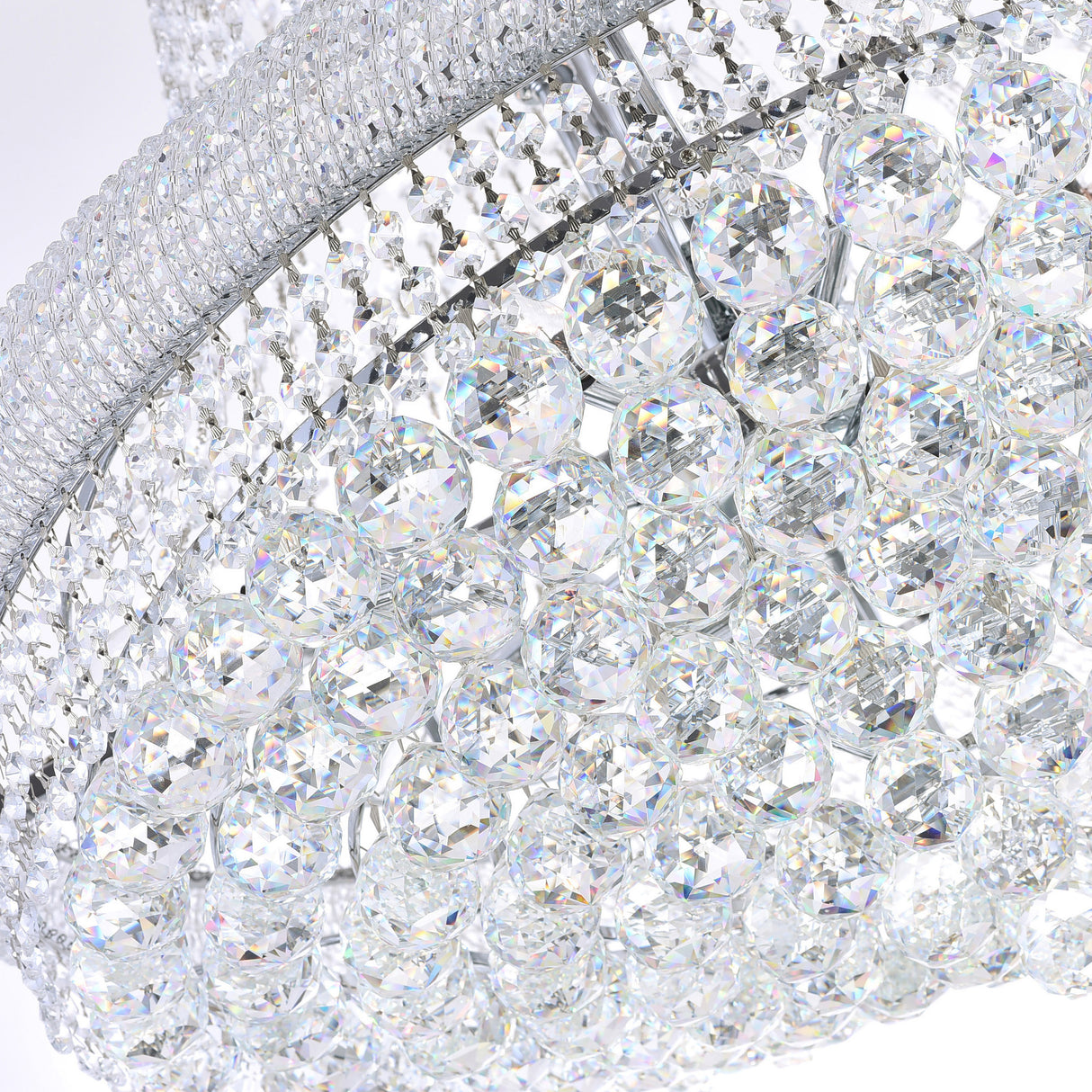Empire 18 Light 28in Chrome Down Chandelier with Crystals