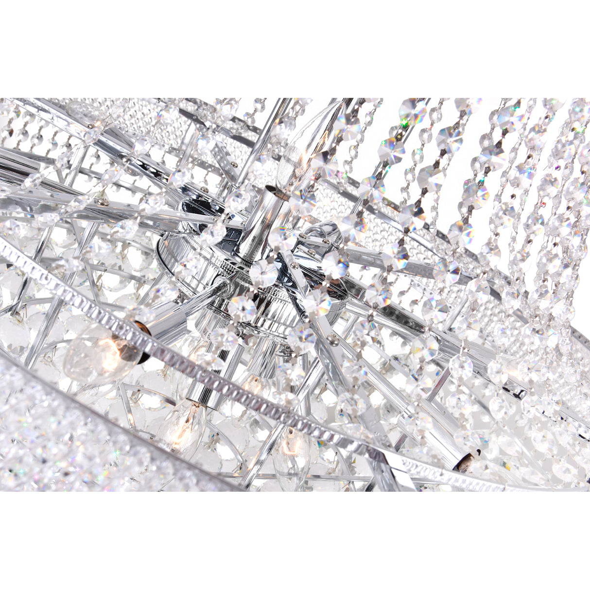 Empire 19 Light 32in Chrome Down Chandelier with Crystals