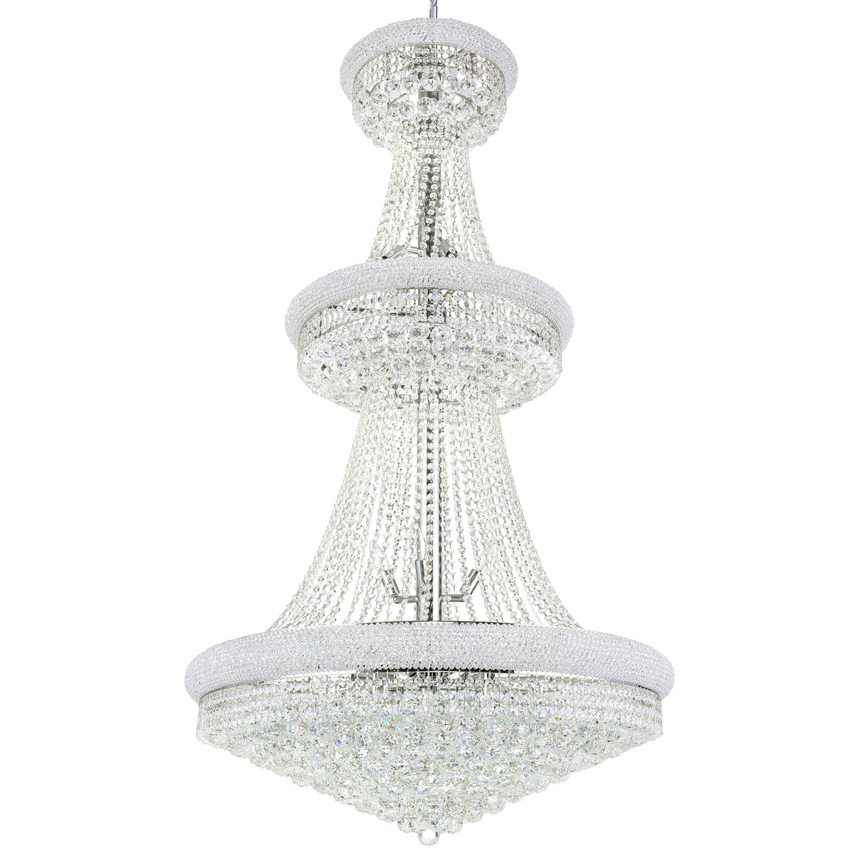 Empire 34 Light 36in Chrome Down Chandelier with Crystals
