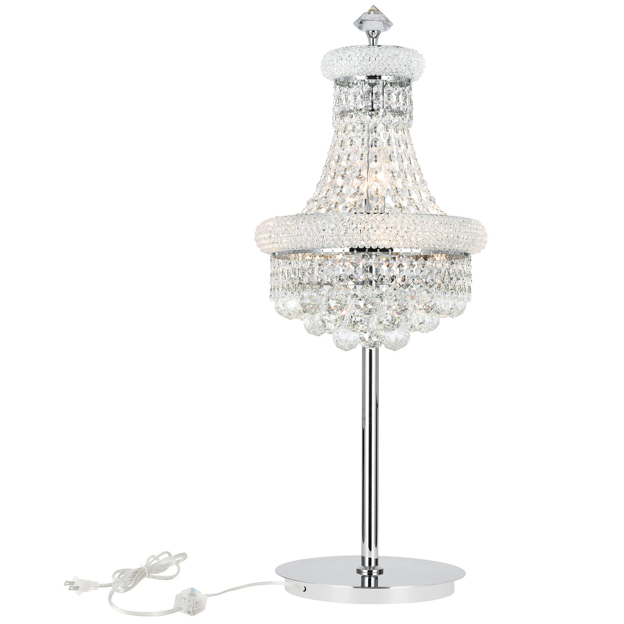 Empire 6 Light 14in Chrome Table Lamp with Crystals