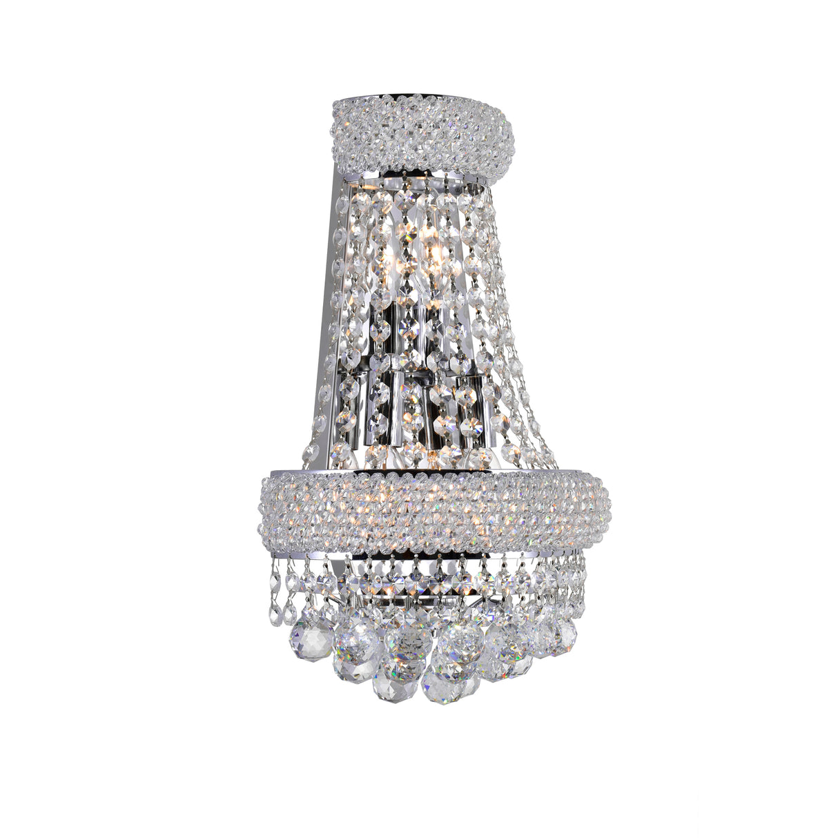 Empire 3 Light 12in Chrome Wall Sconce with Crystals