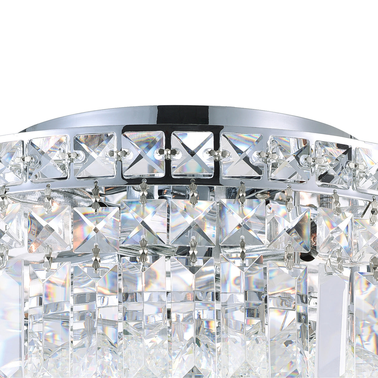 Colosseum 4 Light 12in Chrome Flush Mount with Crystals