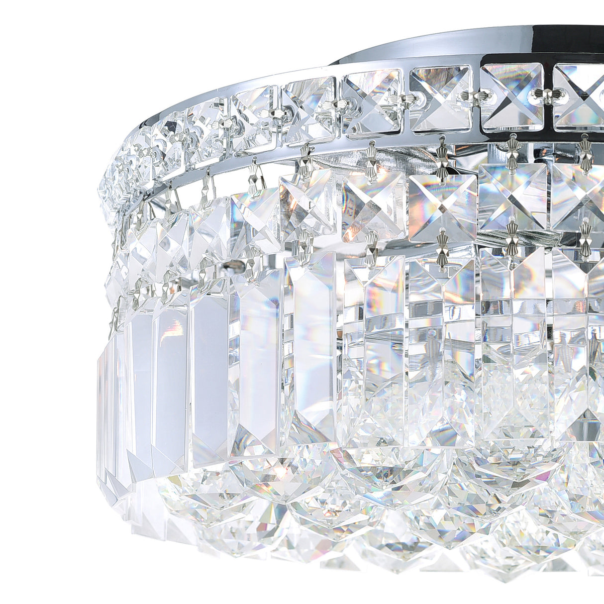 Colosseum 4 Light 14in Chrome Flush Mount with Crystals