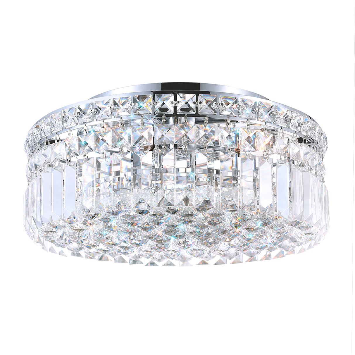 Colosseum 4 Light 14in Chrome Flush Mount with Crystals