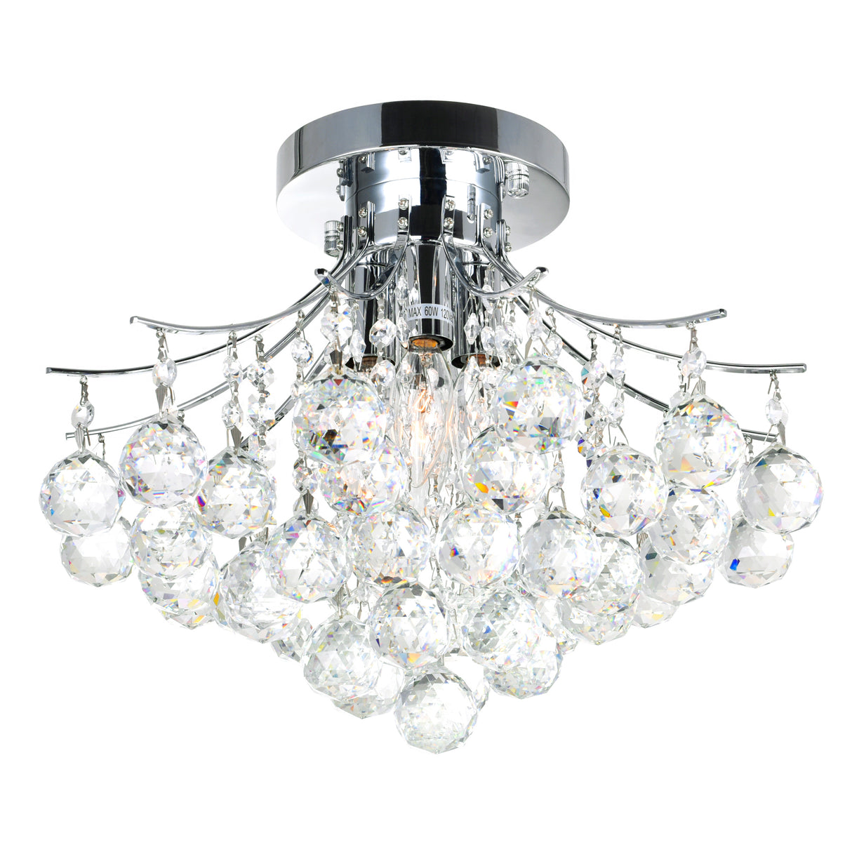 Princess 4 Light 16in Chrome Flush Mount with Crystals
