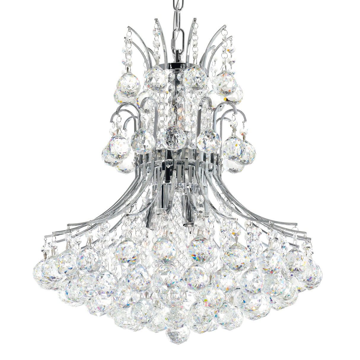 Princess 8 Light 20in Chrome Down Chandelier with Crystals