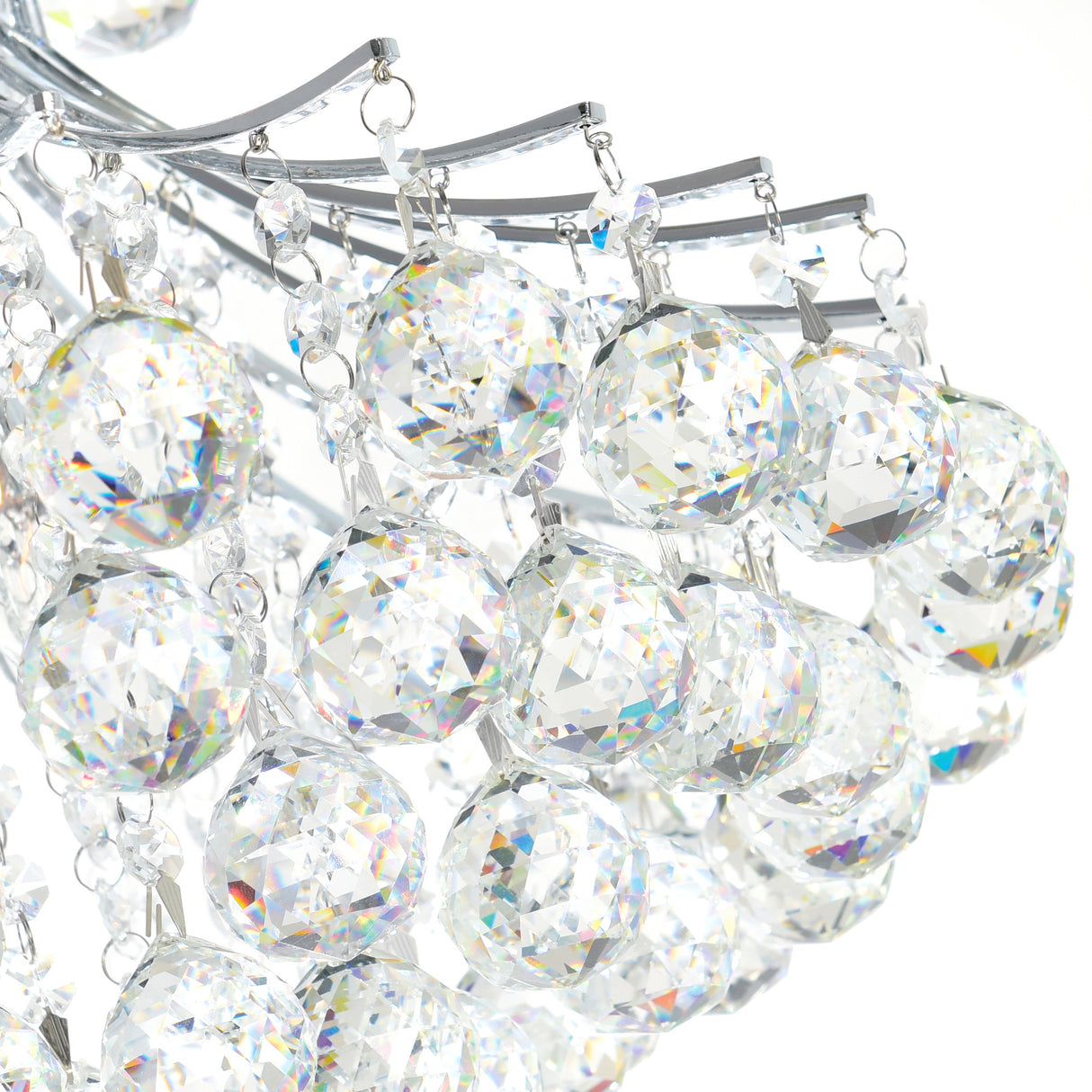 Princess 8 Light 20in Chrome Down Chandelier with Crystals