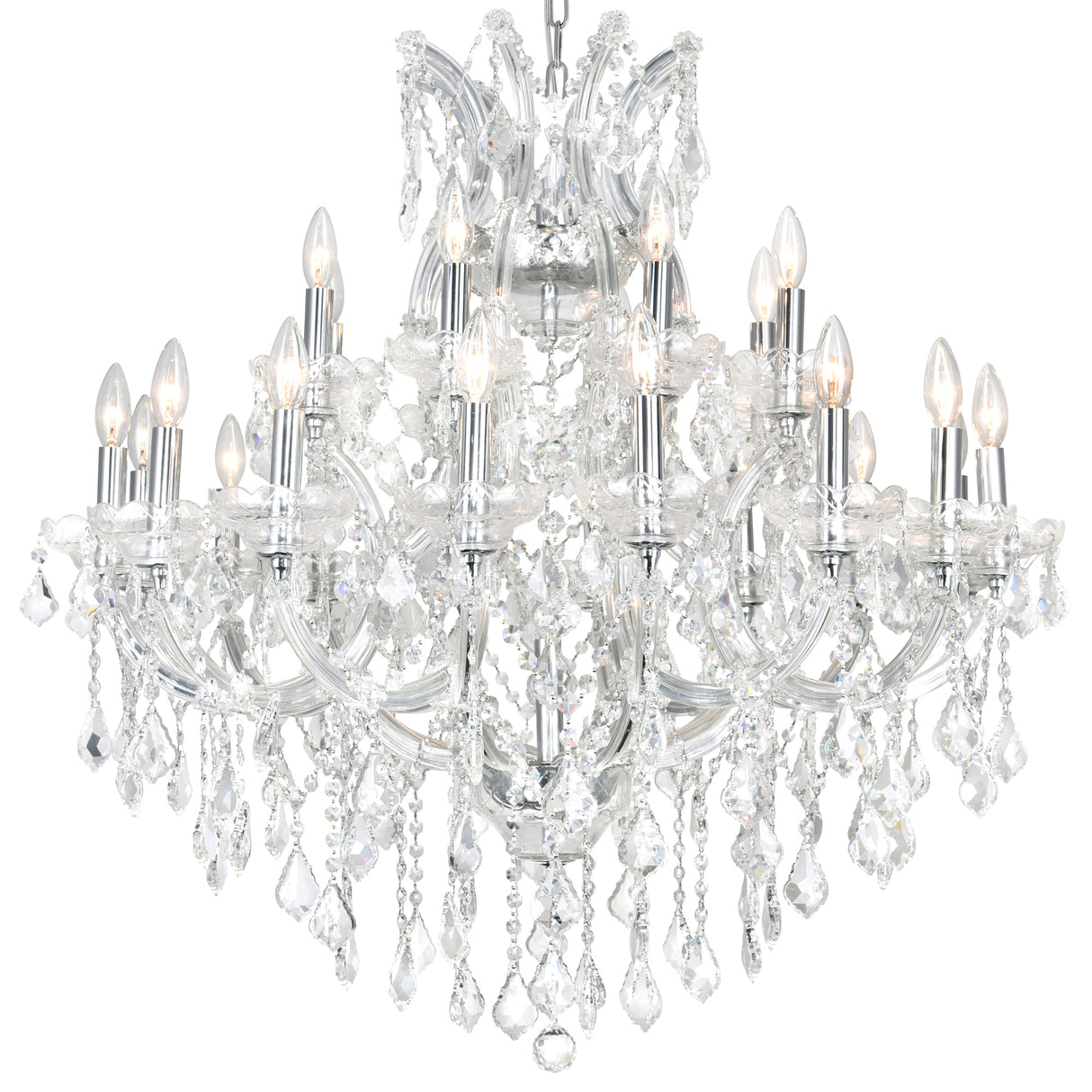 Maria Theresa 25 Light 36in Chrome Up Chandelier with Crystals