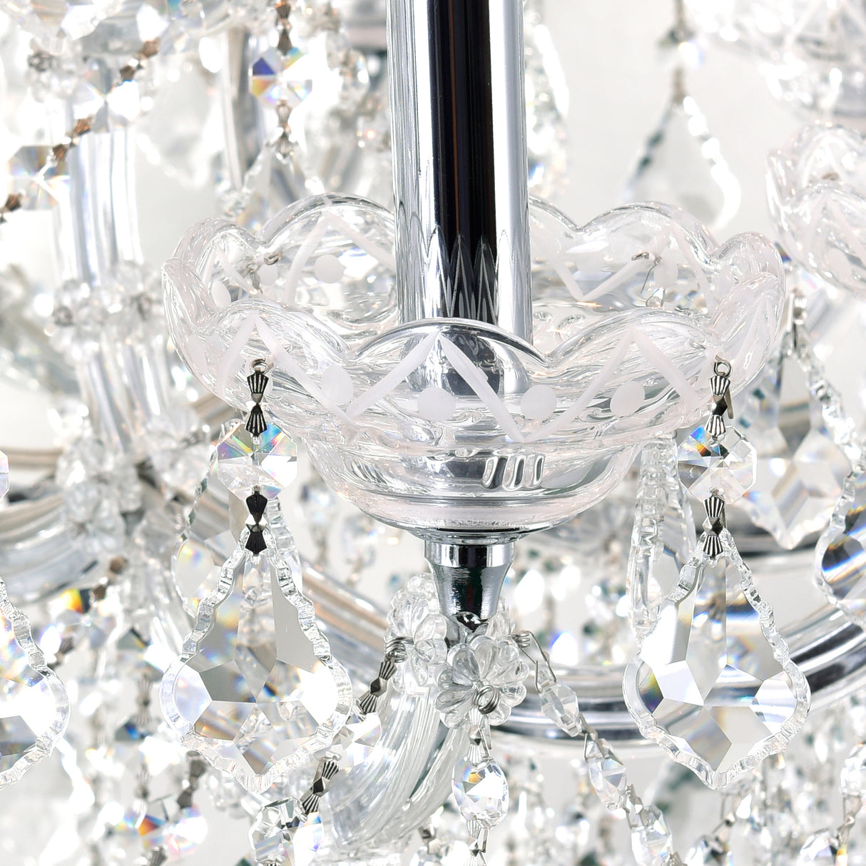 Maria Theresa 25 Light 36in Chrome Up Chandelier with Crystals