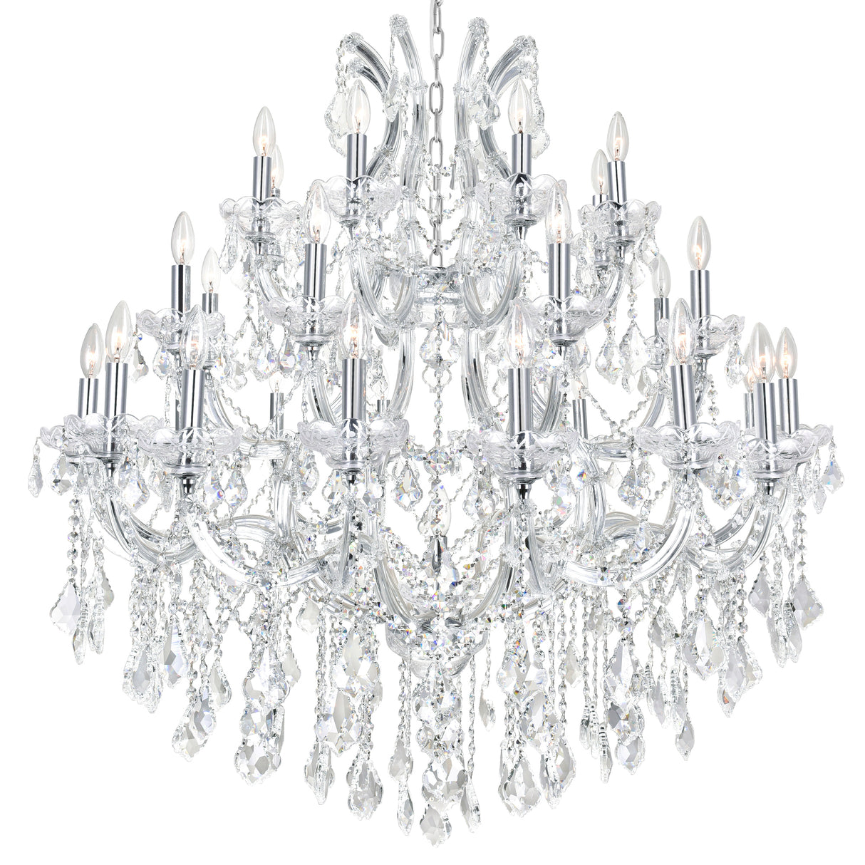 Maria Theresa 33 Light 42in Chrome Up Chandelier with Crystals