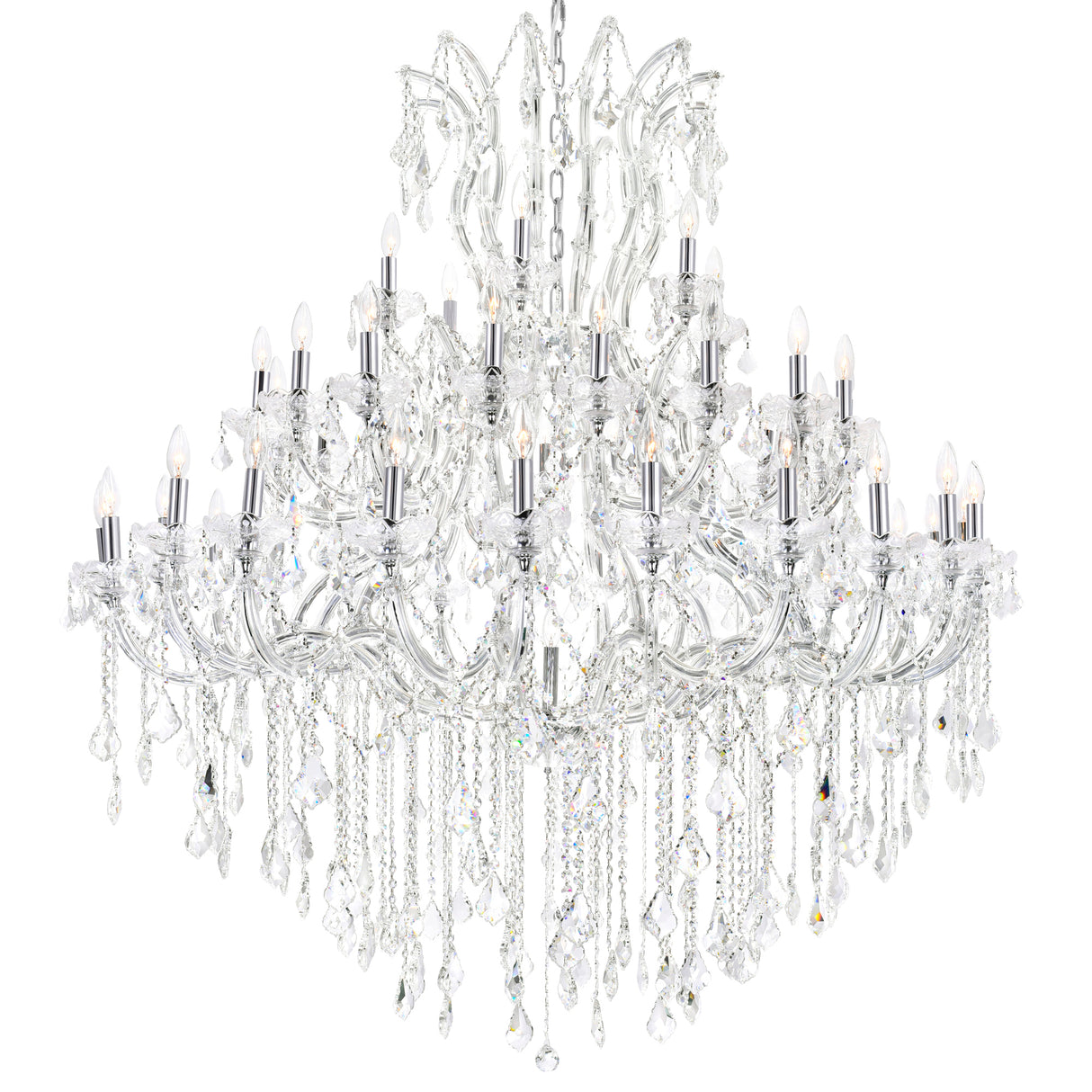 Maria Theresa 49 Light 60in Chrome Up Chandelier with Crystals