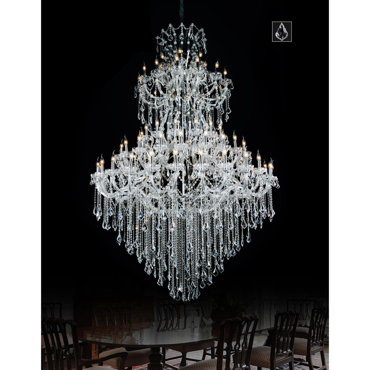 Maria Theresa 84 Light 70in Chrome Up Chandelier with Crystals