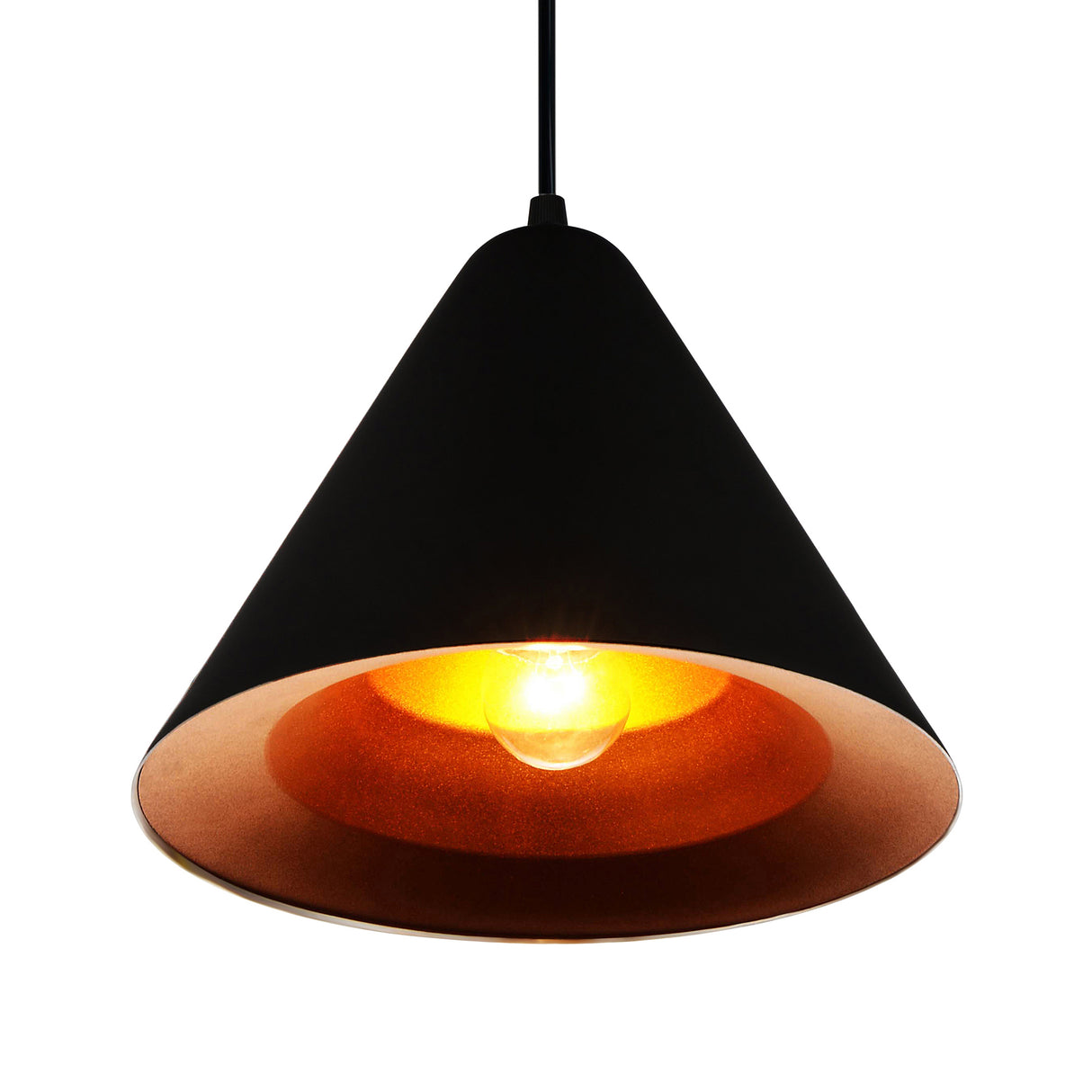 Keila 1 Light Down Pendant With Black & Gold Finish