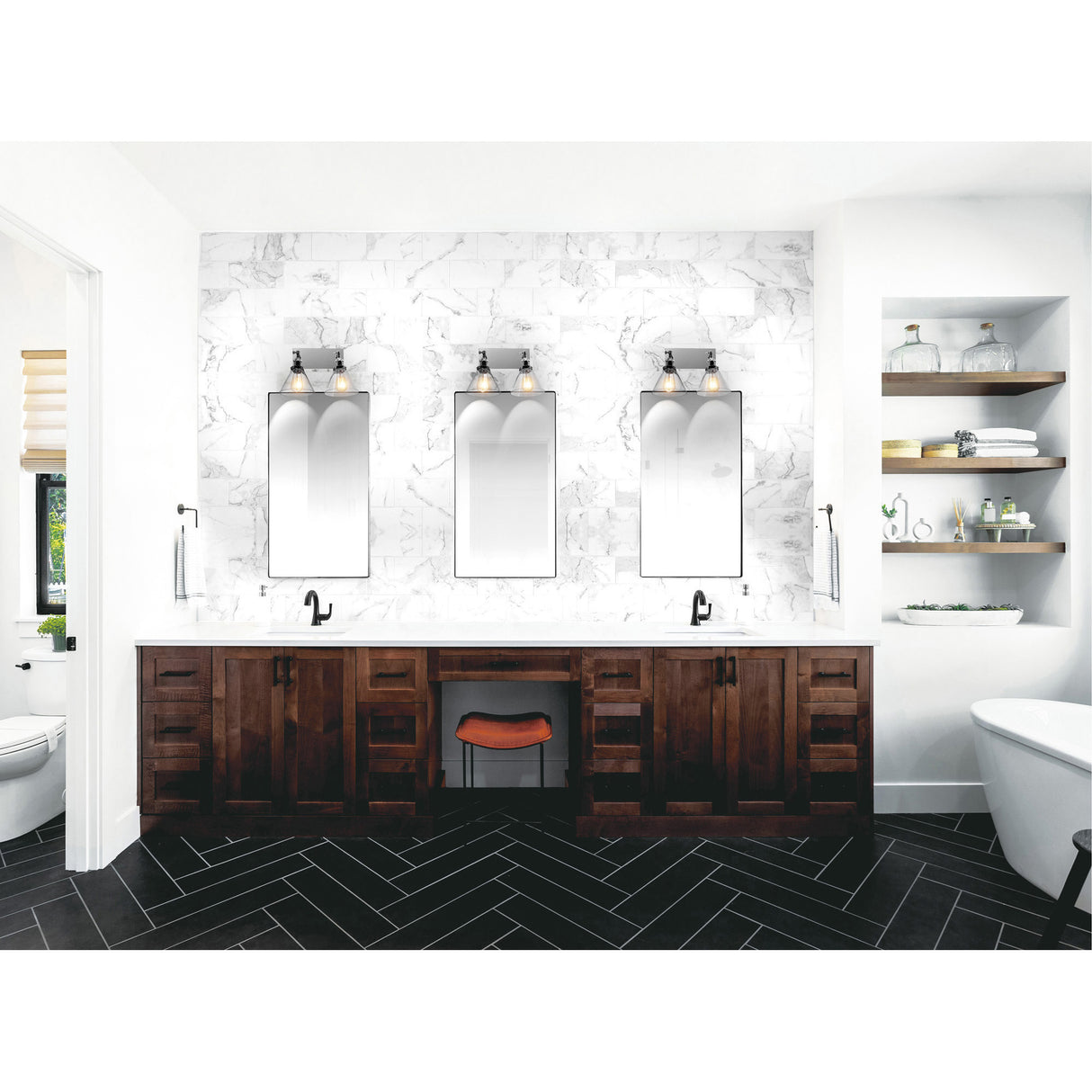 Eustis 2 Light 15in Polished Nickel Vanity Light