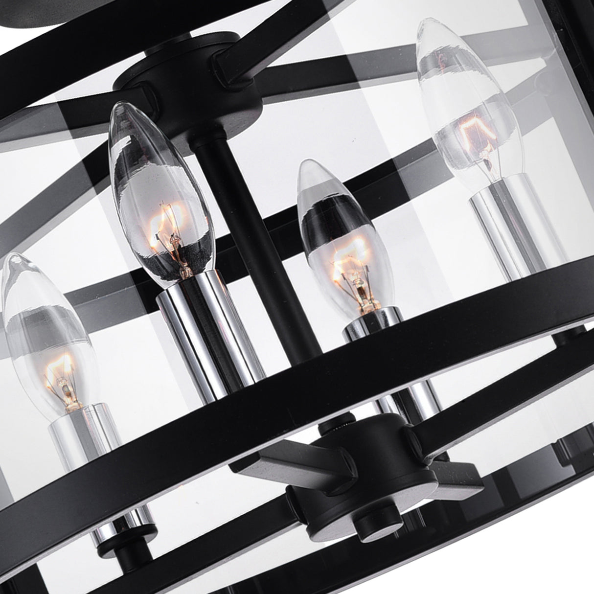 Miette 4 Light 18in Black Cage Flush Mount