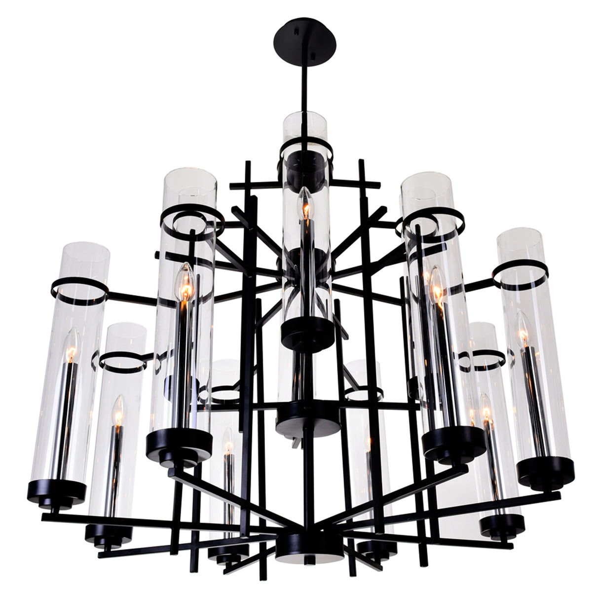 Sierra 12 Light 38in Black Chandelier