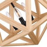 Lante 3 Light 17in Black & Wood Pendant