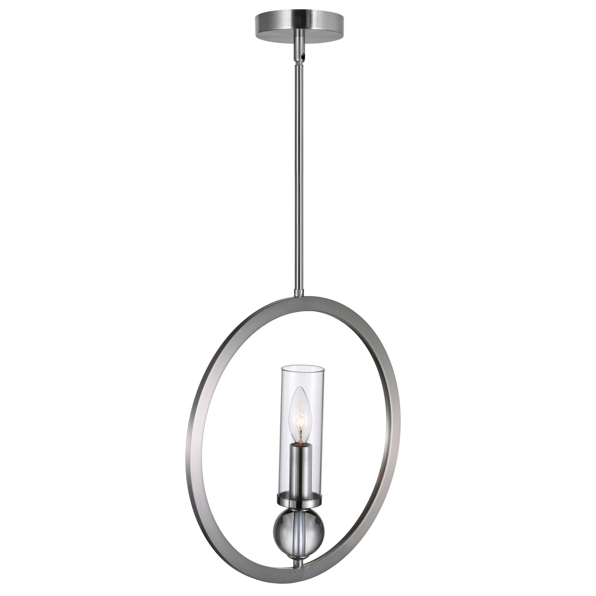 Elton 1 Light Pendant With Satin Nickel Finish