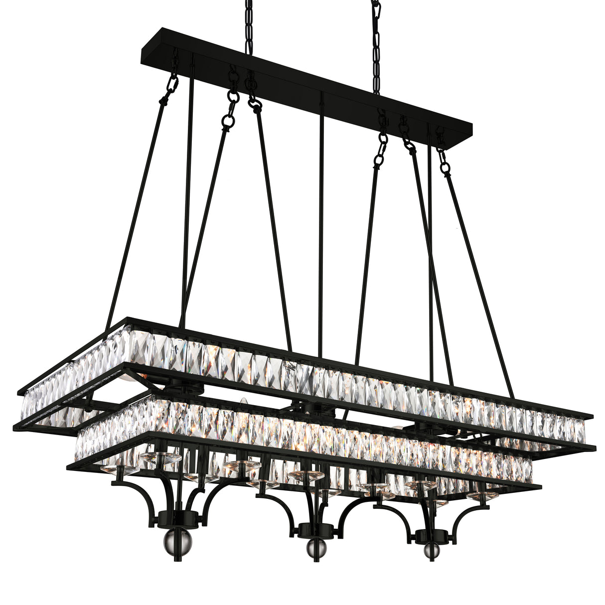 Shalia 20 Light Island Chandelier With Black Finish