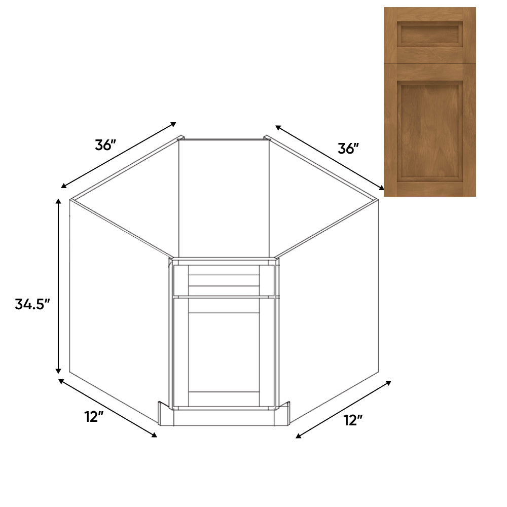 RTA - Havana Cafe - Base Diagonal Corner Sink Cabinet - 36"W x 34.5"H x 36"D - HAC-NCSB36