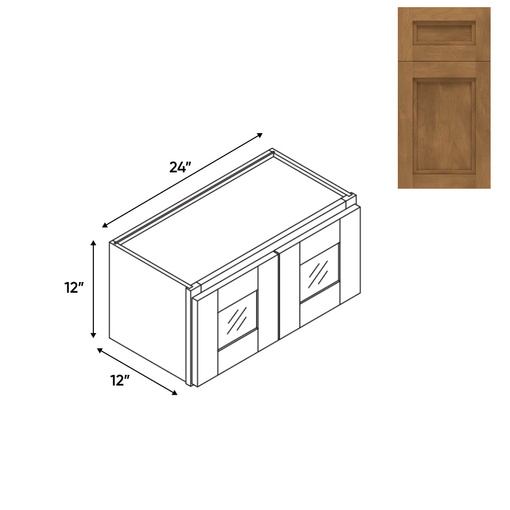 RTA - Havana Cafe - 24"W - Stack Up Wall Cabinet with Two Glass Door - 24"W x 12"H x 12"D - HAC-W2412GD