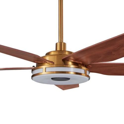 Smart Gold/Wood 5 Blade Smart Ceiling Fan with Dimmable LED Light Kit Works with Remote Control, Wi-Fi apps and Voice control via Google Assistant/Alexa/Siri