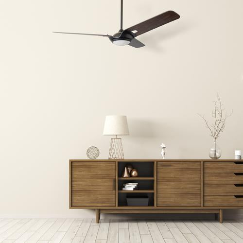 Innovator Black/Dark Wood Pattern/Wood 3 Blade Smart Ceiling Fan with Dimmable LED Light Kit Works with Remote Control, Wi-Fi apps and Voice control via Google Assistant/Alexa/Siri