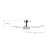 Icebreaker 52" In. Silver/Transclucent 3 Blade Smart Ceiling Fan with Dimmable LED Light Kit Works with Remote Control, Wi-Fi apps and Voice control via Google Assistant/Alexa/Siri